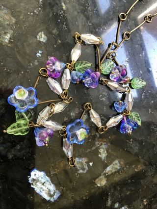 Vintage Style Bohemian Art Deco Glass Floral Bead Necklace