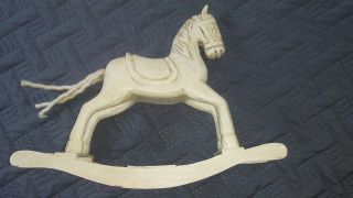 Vintage Hand Carved Miniature Wooden Rocking Horse 8 " Toy