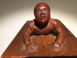 Nicely carved Antique/Vintage wooden baby boy 5