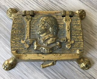 Vintage Vesta Case Match Box Casket Lidded Brass Footed Shakespeare England