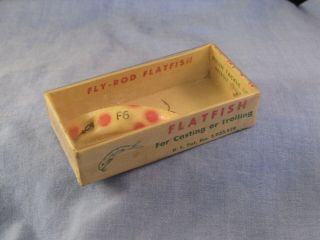 Vintage Fly Rod Flatfish Casting Fishing Helin Tackle Co Float Lure Hook Bait F6