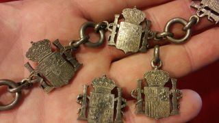Vintage heavy metal Spain Spanish Coat of Arms chain bracelet,  pin & pendant set 4