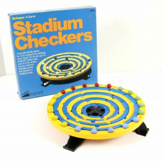 Vintage Stadium Checkers Marbles Strategy Game Schaper 1976 Complete