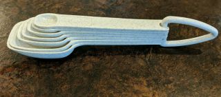 Vintage Tupperware Speckled Complete Set 7 Measuring Spoons Gray White 2