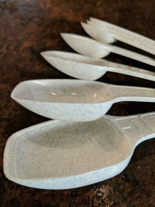 Vintage Tupperware Speckled Complete Set 7 Measuring Spoons Gray White 3