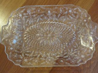 Vintage Depression Clear Glass Pineapple & Floral Serving Tray/plate