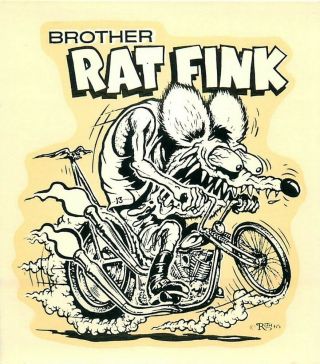 Vintage 1965 Ed Big Daddy Roth Decal,  Brother Rat Fink