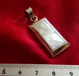 Statement Mother Of Pearl Vintage Hallmarked Sterling Silver Pendant,  4.  2 Grams