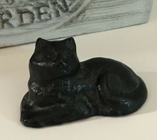 Rare Vintage Miniature Cast Iron Black Cat Figurine Cat Lovers