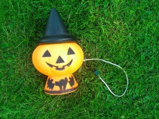 Vintage Pumpkin /cat/bats/ Blowmold 13inch Blow Mold Halloween W/plug/bulb