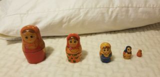 Vintage Russian Nesting Dolls 5 Hand Painted Wood