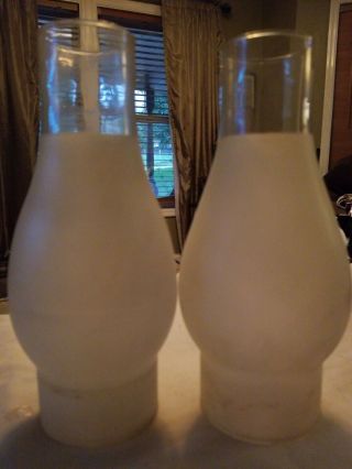 Vintage Oil Lamp Frosted & Clear Glass Hurricane Chimney Glass Shade