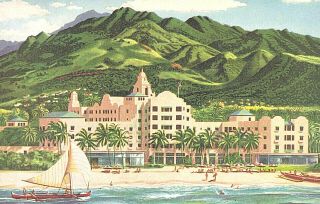 Vintage Postcard - The Royal Hawaiian Hotel,  Waikiki Beach,  Honolulu,  Hi