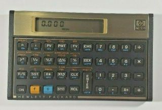 Vtg Hp 12c Financial Calculator Hewlett - Packard,  Gold Tone,