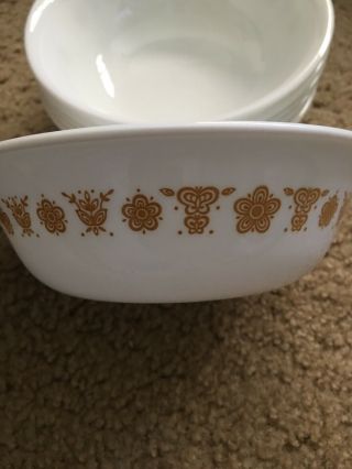 6 Butterfly Gold Soup Or Cereal Bowls 6.  25” Vintage Corelle By Corning