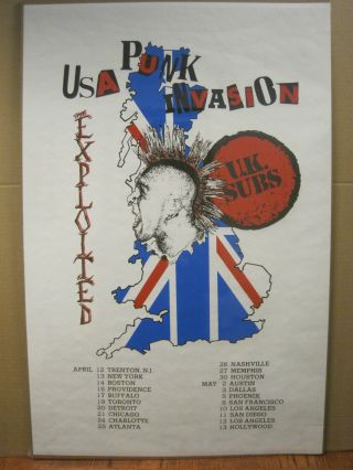 Vintage Usa Punk Invasion The Exploited Vintage Poster U.  K.  Subs 3362