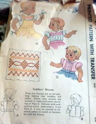 Lovely Vtg 1930s Girls Embroidered Blouse Mccall Sewing Pattern 1
