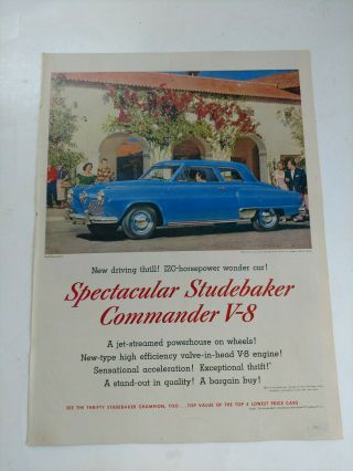 Vintage Studebaker Commander V8 120hp Automobile Car Print Ad