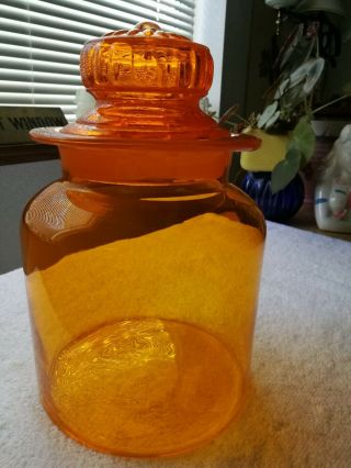 Vtg L.  E.  Smith Halloween Orange Tangerine Canister Jar 2