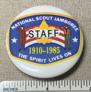 Vintage 1985 National Jamboree Boy Scout Staff Button Pin Bsa Hat Sash Camp