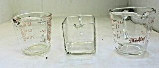 Three Vintage Glass Measuring Cups Pyrex