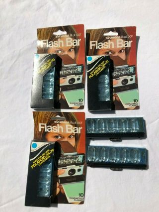 5 Vintage Sylvania Blue Dot Flash Bars For Polaroid Sx - 70 Cameras 50 Flashes
