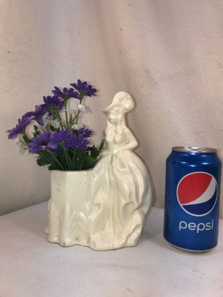 Vtg 40 - 50’s Haeger USA Pottery Art Victorian Lady Flower Planter Vase Pen Holder 3