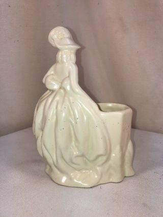 Vtg 40 - 50’s Haeger USA Pottery Art Victorian Lady Flower Planter Vase Pen Holder 8