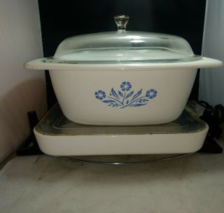 Vintage Corning Ware Electromatic Skillet Table Top Range Cooker Blue Cornflower