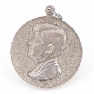 Vtg Sterling Silver - John F.  Kennedy Jgk Quote Medal Pendant - 7.  5g