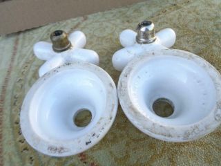 Vintage Set White Porcelain Bathroom Faucets Handles W/ Sleeves M B Co 3