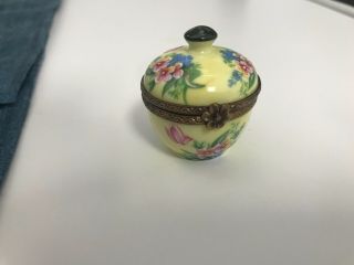Vintage Rochard Limoges Floral Pot Hinged Trinket Box Peint Main