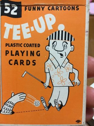 VTG 52 Funny Golf Cartoons TEE - UP Plastic Coated Playing Cards Poker Size 5
