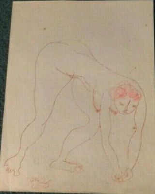 Vtg 1952 Sketch Art Nude Et Deutsch Signed Midcentury Modern Wpa Artist