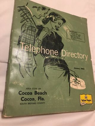 Vintage January 1963 Yellow Pages Telephone Directory Cocoa Beach Florida Book