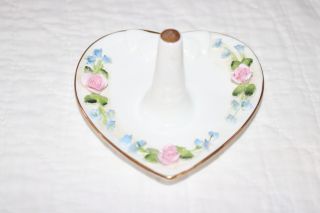 Vintage Coalport England Bone China Floral Heart Shaped Dish Ring Holder
