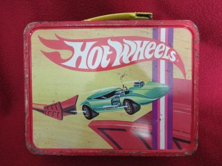 Vintage 1969 Hot Wheels Cars Metal Lunch Box Lunchbox Mattel,  Inc - No Thermos