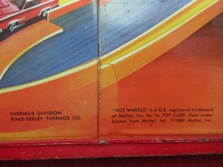 VINTAGE 1969 HOT WHEELS CARS METAL LUNCH BOX LUNCHBOX MATTEL,  INC - NO THERMOS 6
