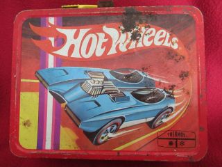 VINTAGE 1969 HOT WHEELS CARS METAL LUNCH BOX LUNCHBOX MATTEL,  INC - NO THERMOS 7