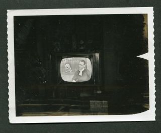 Unusual Vintage Polaroid Photo Puppet Show On Tv In Dark Room Interior 988102