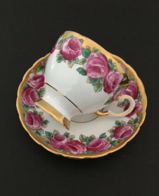 Vintage Tuscan C8944 English Bone China Cabbage Rose Cup and Saucer 4
