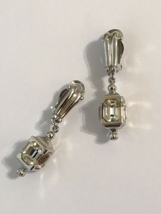 Vintage Gorgeous Rhinestone Pennino Glass Drop Earrings
