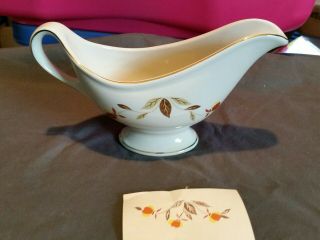 Vintage Jewel Tea Autumn Leaf Limited Edition Gravy Boat With Gift Card By Hall