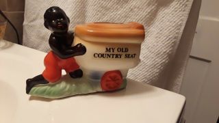 Vtg Black Americana Toilet Bank My Old Country Seat Japan Scotty