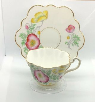 Vintage Rosina Floral Bone China Tea Cup And Saucer