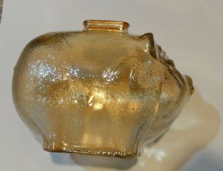 Vintage Carnival Glass Iridescent Marigold Large Pig 6 1/2 " Piggy Bank