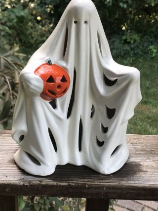 Vintage Ceramic Ghost Pumpkin Halloween Decor Lamp Light 7