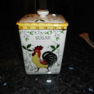 Vintage Ucagco (py) Rooster & Roses Sugar Canister