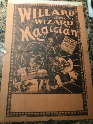 Willard The Magician Vintage Spook Show Window Card Flyer