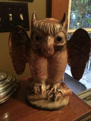 Vintage Great Horned Owl TV Lamp Mid Century Kron Texas Light Electric USA MCM 3